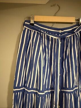 Women's Blue and White Striped Midi skirt